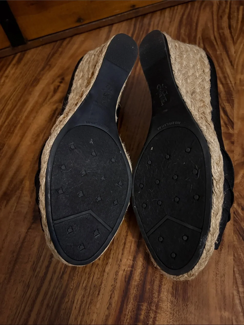 Black Wedge with Knotted Peep Toe